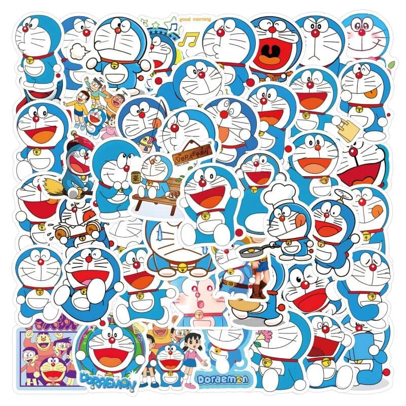 60 pezzi di cartoni animati Doraemon Graffiti adesivi decalcomanie valigia computer portatile chitarra decorazione fai da te bambini classici giocattolo