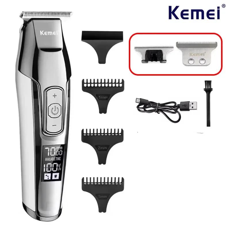 Kemei 5027 Professional Zero Gap Wireless Hair Adjuster with LCD Display for Refinishing and Drying