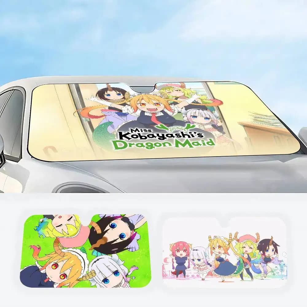 Parasole per Auto Anime Miss Kobayashi's Dragon Maid, Protezione Solare per Parabrezza Riscaldato, Copertura Auto, Visiera Parasole per Auto