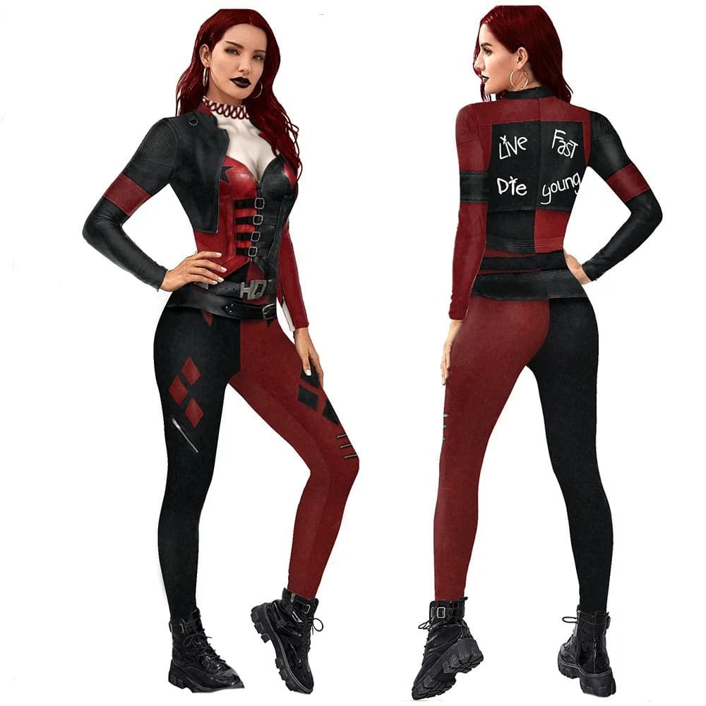 Color Cosplayer Clown Jumpsuit Hero Cosplay Costume Halloween Dress Suit Carnival Party Leggings Long Sleeve Bodysuit Jumpsuit