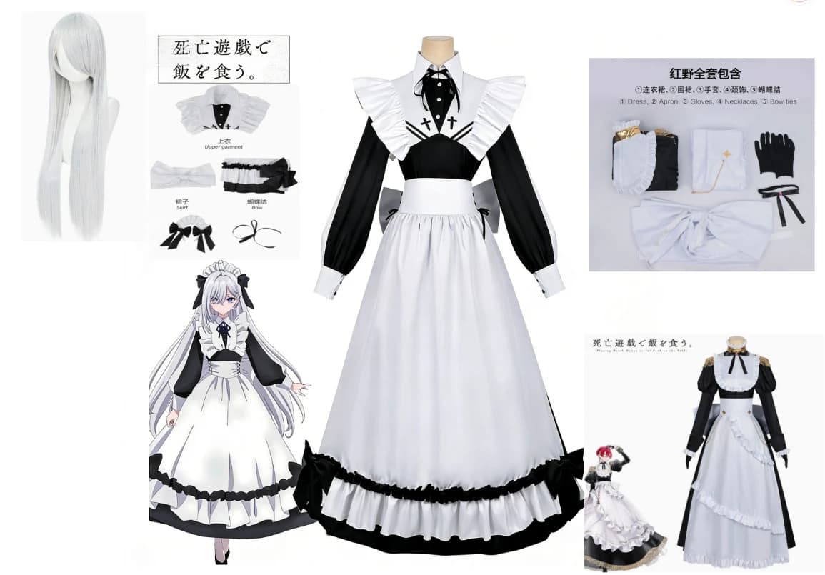 Anime Playing Death Game To Put Food on The Table Sorimachi Yuki Cosplay Costume Lolit Women's Dresses Role-play Costume and Wig