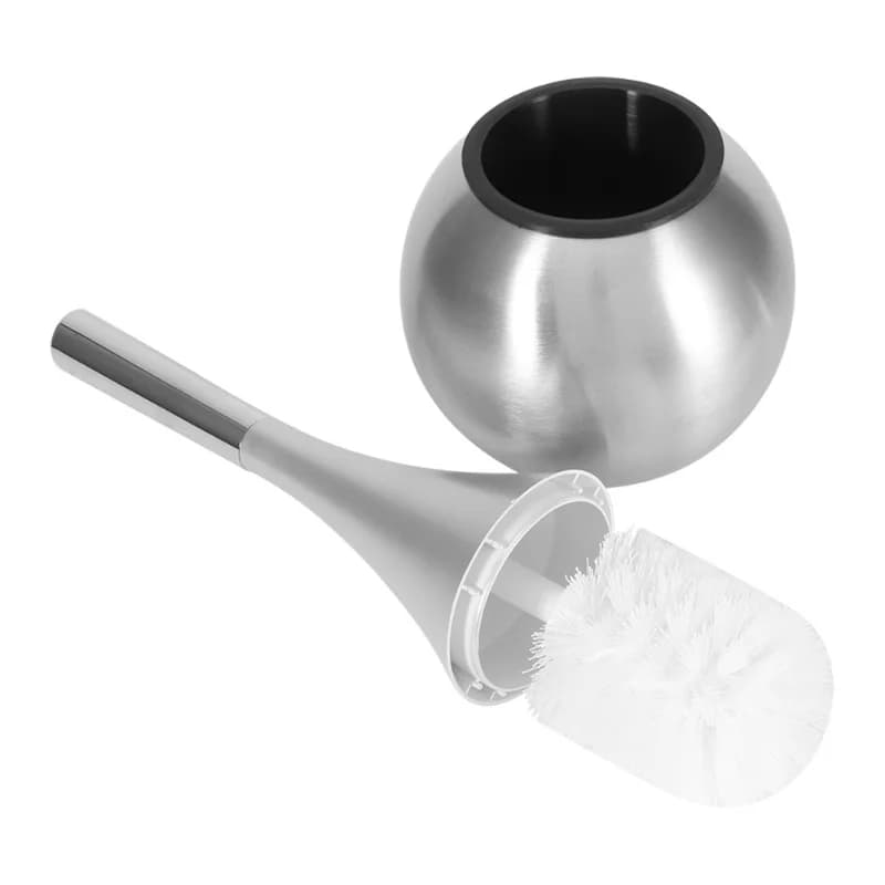 Set creativo di spazzole per la pulizia del WC con supporto e base in acciaio inossidabile (Argento)