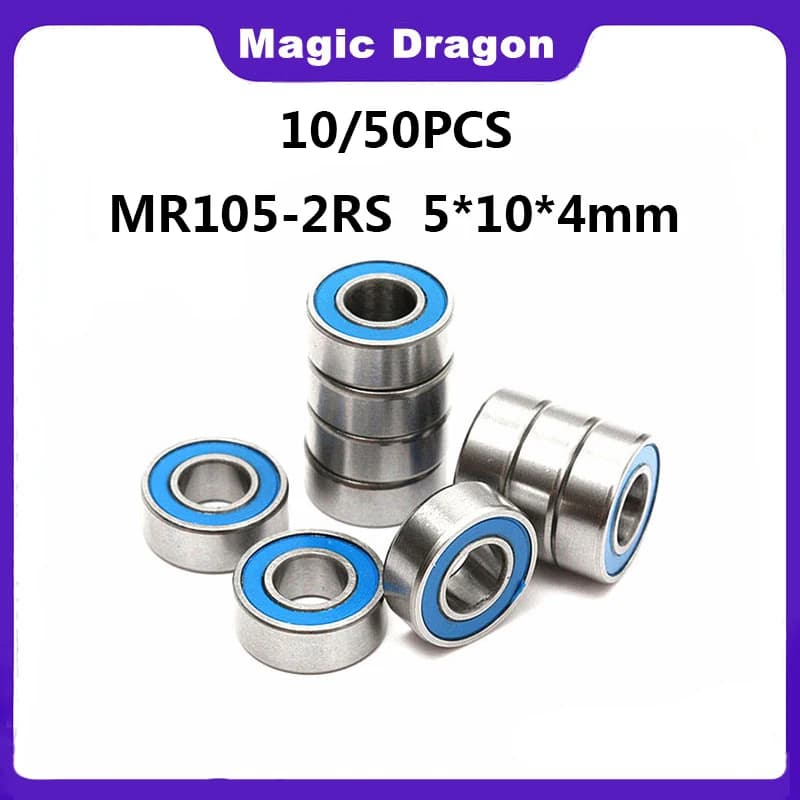 10/50PCS MR105-2RS Bearing ABEC-5 5x10x4 mm Miniature MR105RS Ball Bearings Blue Sealed Bearing MR105 2RS 5*10*4mm