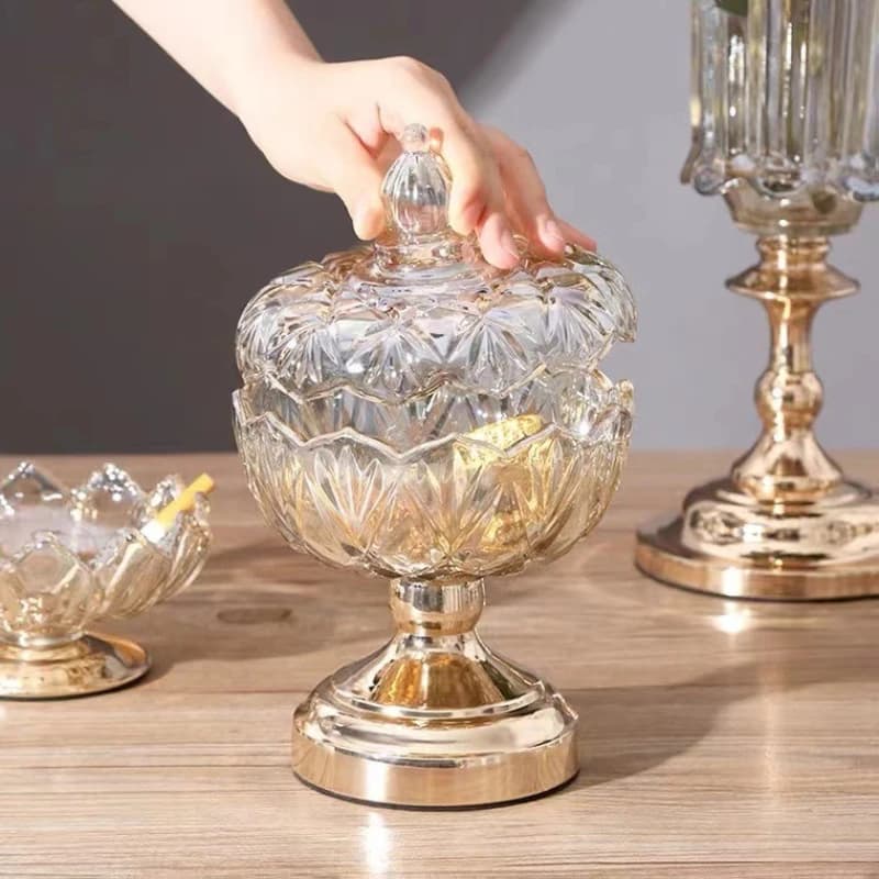 LH light luxury crystal glass candy jar with lid household storage dried fruit decorative ornament