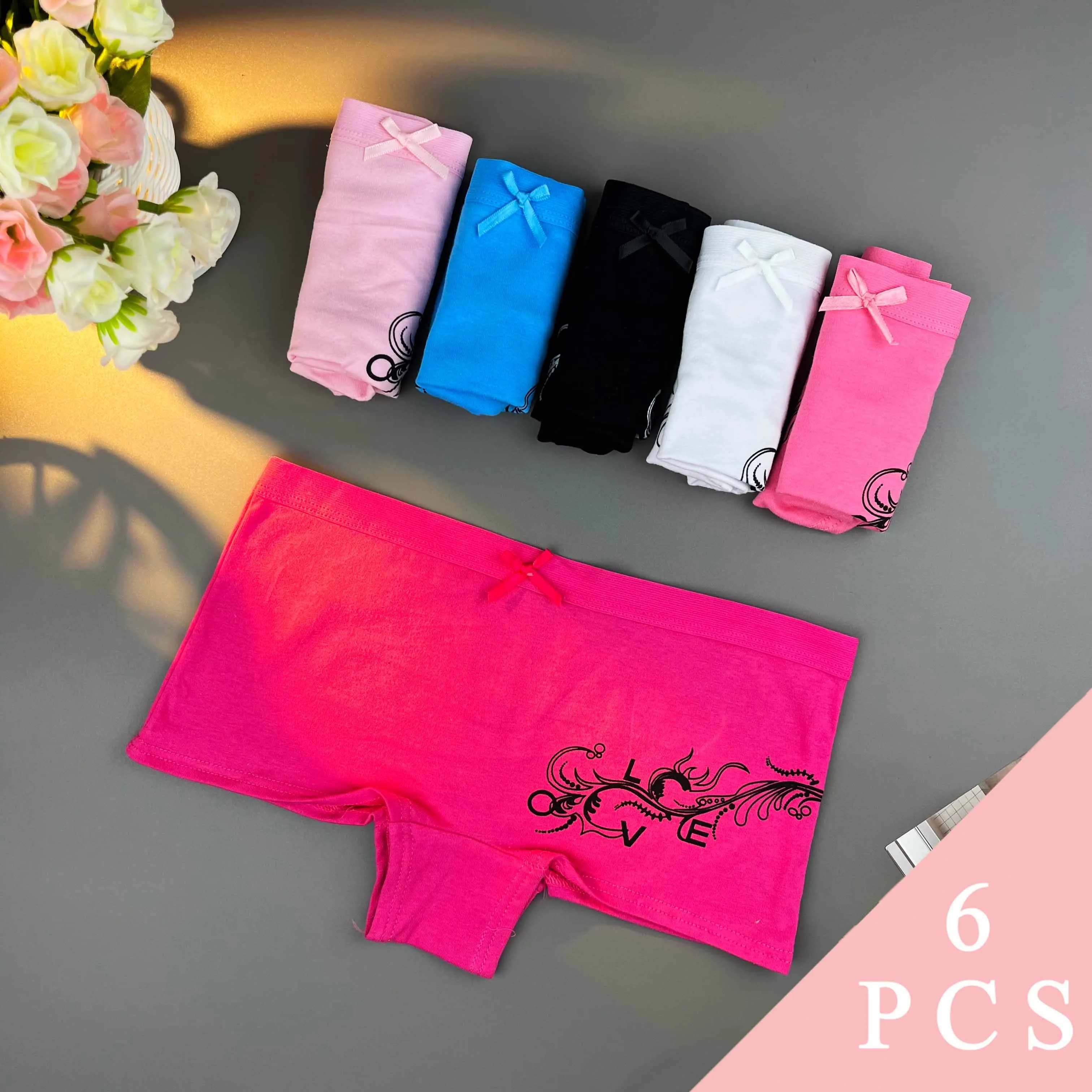 6 pezzi [biancheria intima da donna] Boxer da donna taglie forti Mutandine morbide in cotone Biancheria intima elastica Pantaloncini protettivi femminili