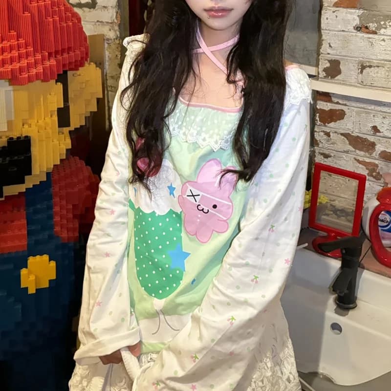 Camicie Oversize da Donna Primavera 2026, Magliette Casual a Maniche Lunghe, Stile Y2k Giapponese Kawaii Dolce Harajuku