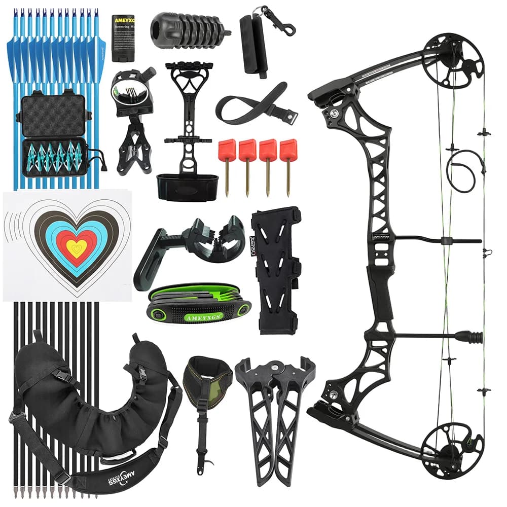 Archery Compound Bow Set 320fps 80% Let Off Adjustable 30-70lbs for Beginners Outdoor Target Practice and Hunting