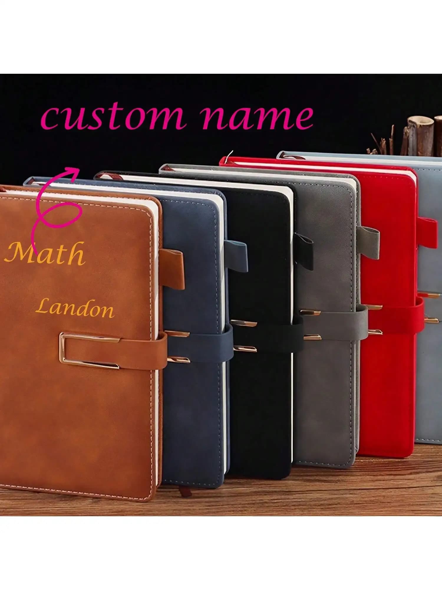 1pc Solid Color Skin-Touch Leather U-Buckle Notebook, Custom Name for School, Business, Office Work & Daily Journaling