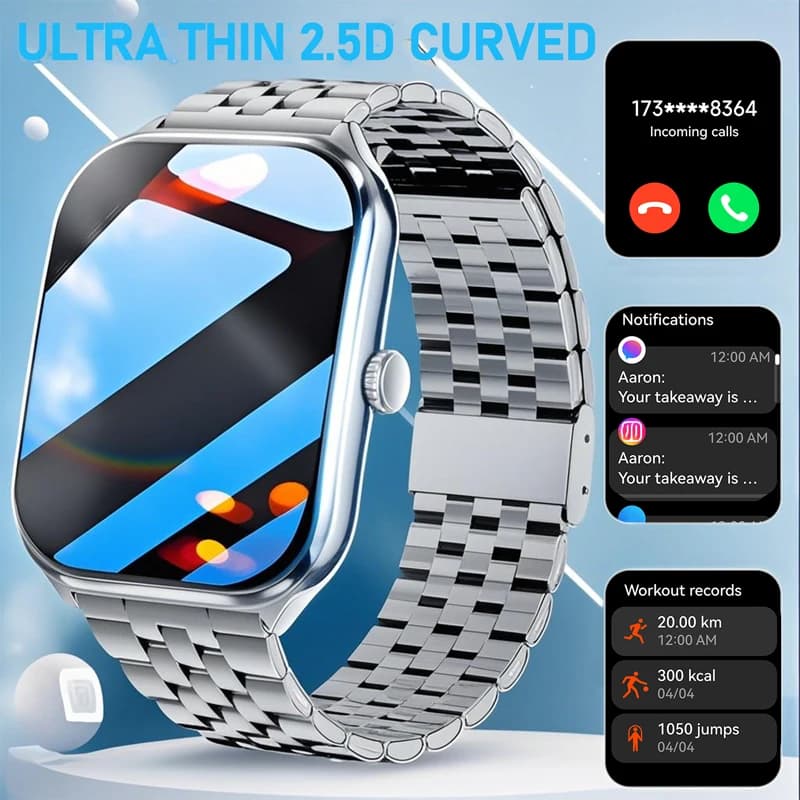Nuovo Smartwatch 2026 con Schermo Ultra-sottile da 0,25 Pollici, Chiamate Bluetooth, Monitoraggio della Salute, Impermeabile IP68, 100 Modalità Sportive, Braccialetto Intelligente per Uomo