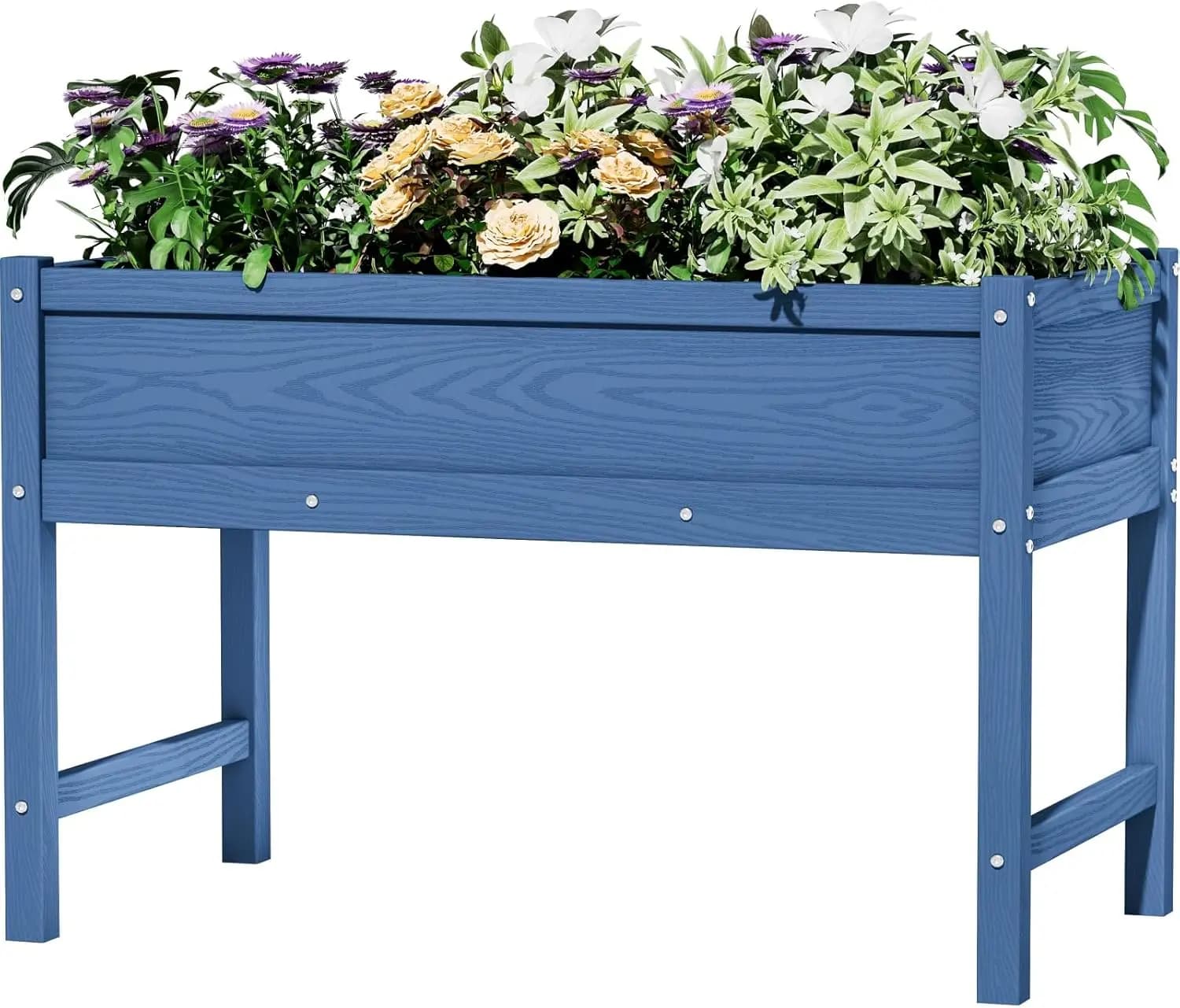 Fioriera rialzata in HDPE con gambe, per esterni, resistente a tutte le intemperie, per semi, erbe, fiori e verdure