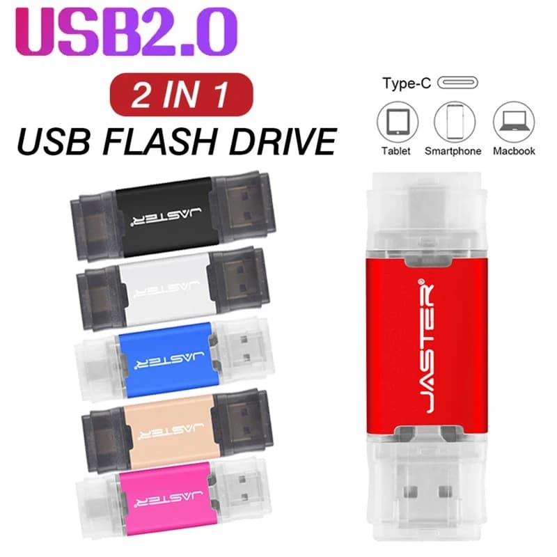 Chiavette USB di alta qualità 128 GB 64 GB Pen Drive Capacità reale Pendrive 8 GB Tipo-c 2 IN 1 Memoria USB Stick 8G USB per telefono/PC