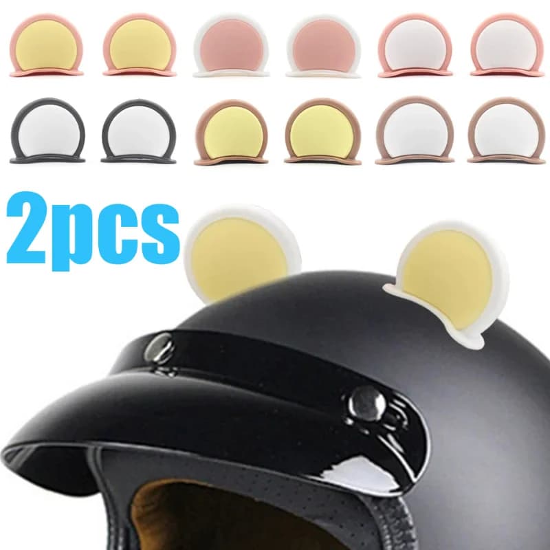 Cute Bear Ears Helmet Decor Car Bike Riding Helmet Styling Decoration Bear Ears Sticker helmet accessories