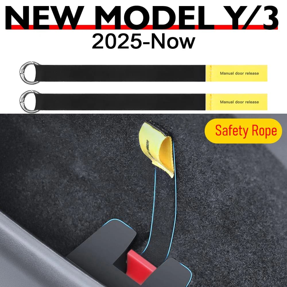 Rear Door Emergency Cord Tesla Model 3 Y Juniper 2025 2026, Security Accessories