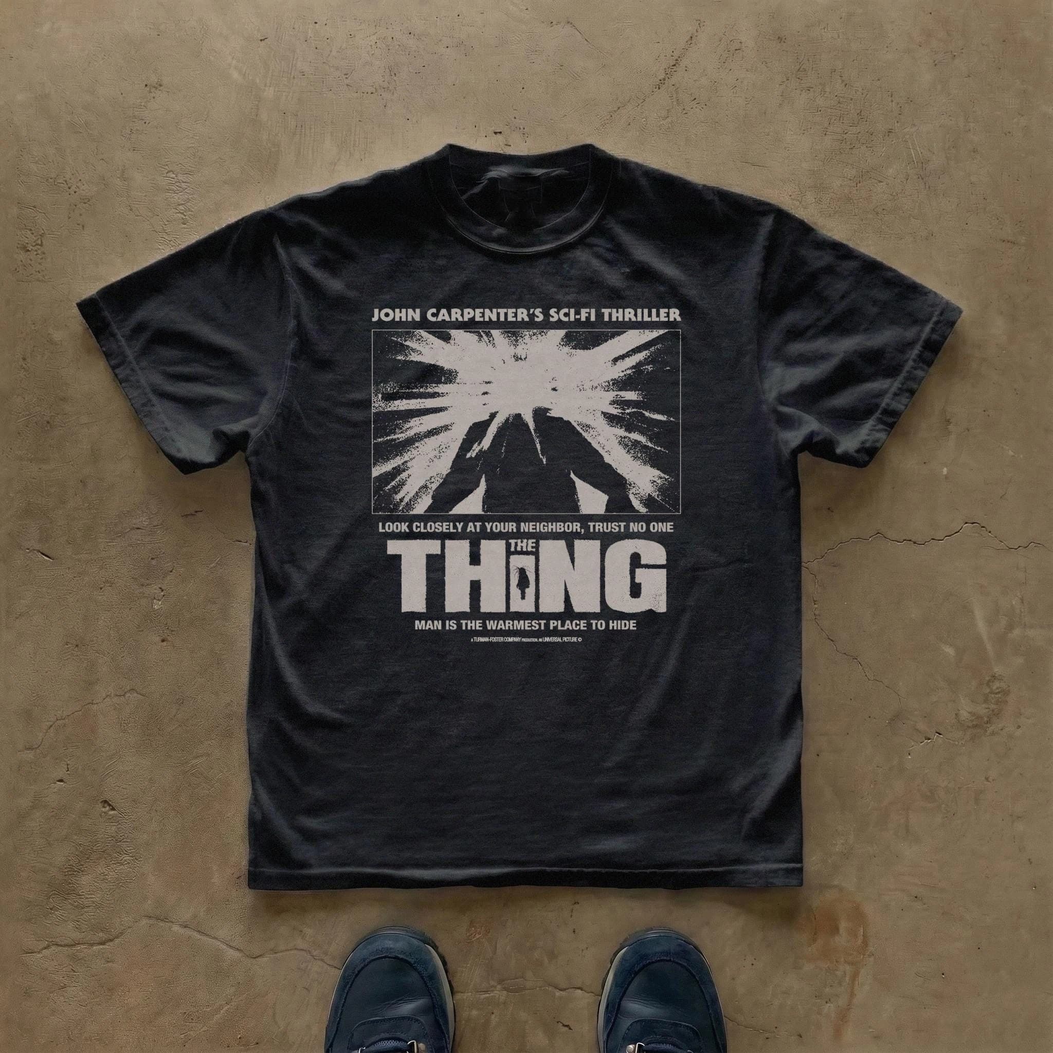 T-shirt con poster del film The Thing, maglietta horror di John Carpenter, oversize, stile Y2K, streetwear, a maniche corte, per uomo e donna.