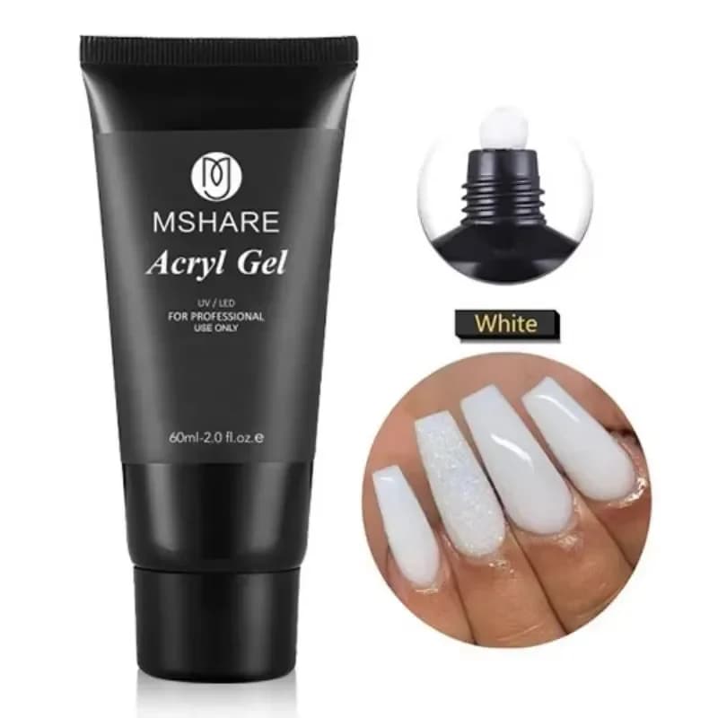 MSHARE Poly Nail Extension Gel TPO Hema Free Unghie bianco latte 60g Estensione unghie Camouflage Costruzione rapida Dito 60ml