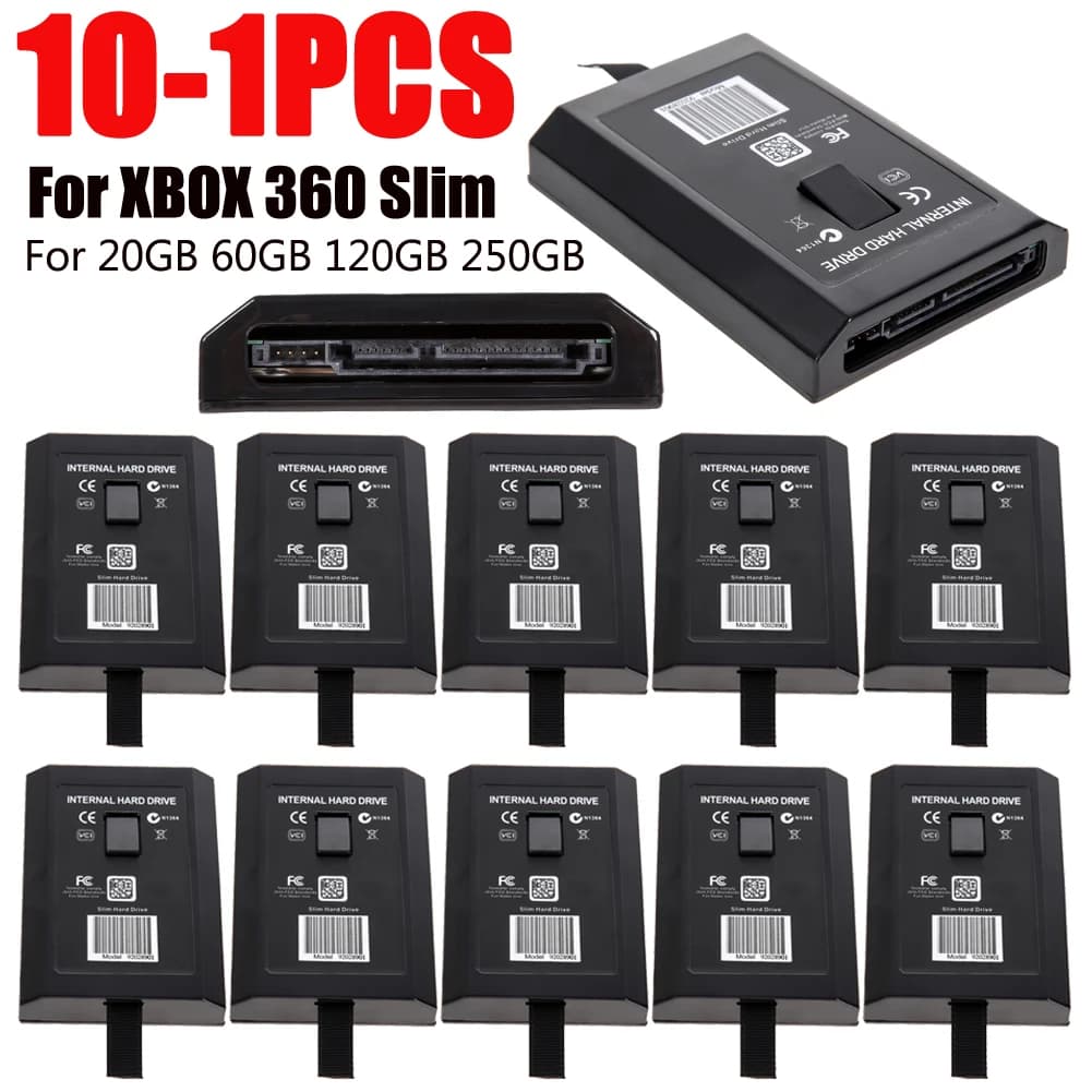 10-1 Pezzi Custodia Portatile per HDD per XBOX 360 Slim, Alloggiamento Interno in Plastica per HDD da 20GB 60GB 120GB 250GB, Accessori per Giochi