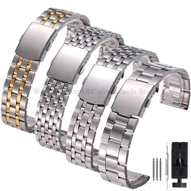 Cinturino per orologio in acciaio inossidabile fibbia pieghevole argento oro donna uomo braccialetto 18mm 20mm 22mm per Huawei Watch Gt3/Gt4 46mm cinturino