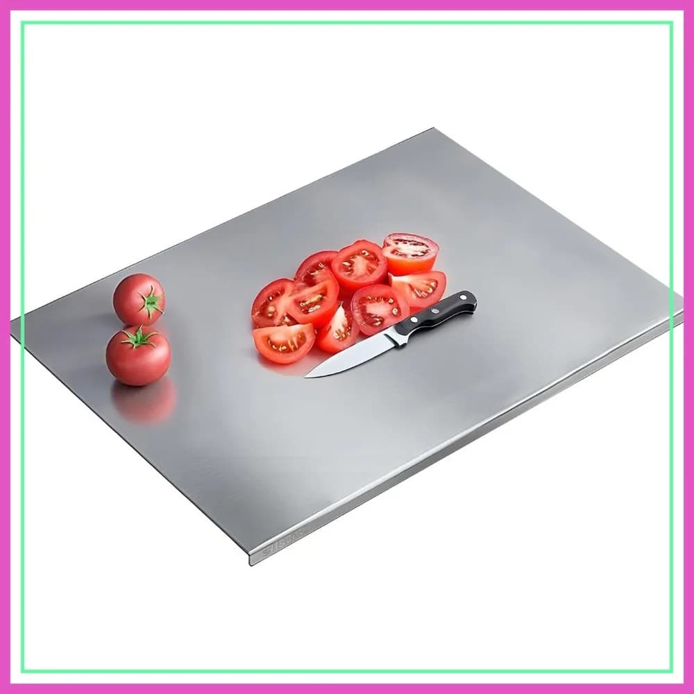 Tagliere in acciaio inossidabile 304 – Antiscivolo, lavabile in lavastoviglie per carne, verdure, frutta, pane e prodotti da forno, 27,5x19,6 pollici