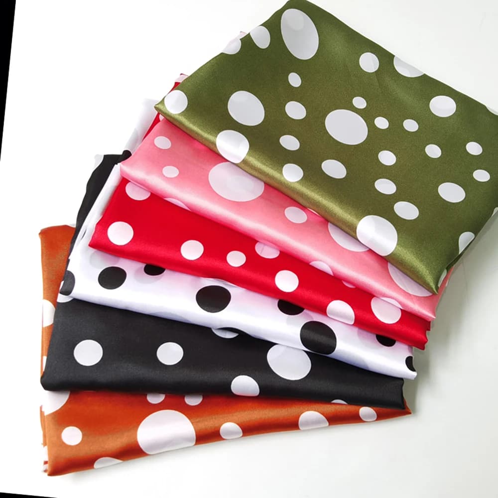 1 Meter X 1.48 Meter Big Polka Dots Satin Fabric Material For Shirt Scarf