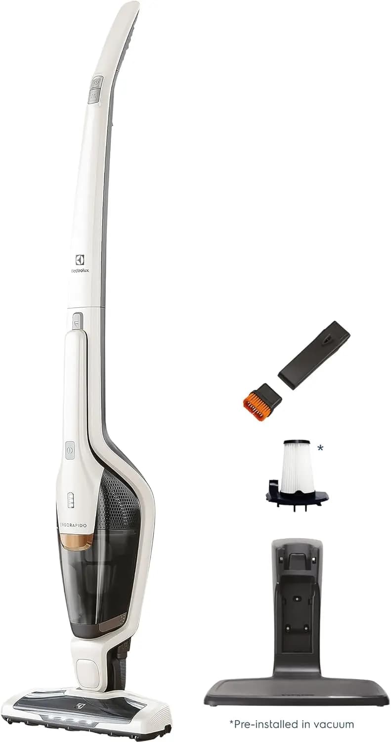 Aspirapolvere senza fili 2 in 1 con elevata potenza di aspirazione, autonomia di 48 minuti, mobilità EasySteer, bianco satinato