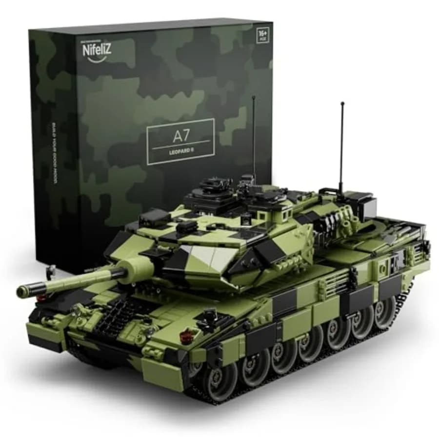 Set di Costruzioni Carro Armato Leopard II A7 per Adulti, 2.069 Pezzi, Modello Militare da Collezione Nero con Dettagli Realistici, Regalo Ideale