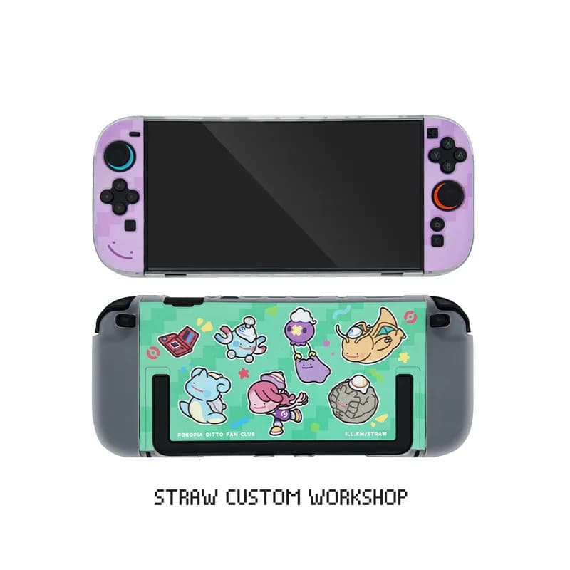 Straw Custom Workshop Nintendo Switch Protective Case Cute Pokopia Pattern Shockproof Tpu Cover Game Console Skin Shell