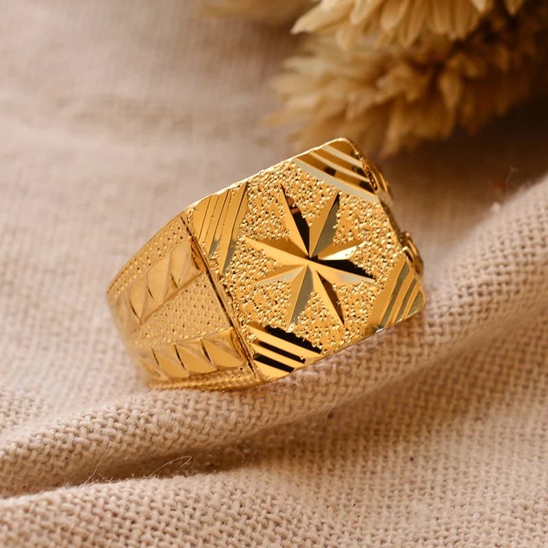 Dubai Ethiopia Gold Color Ring for Man Arab Ring Copper Jewelry Middle Eastern Israel/Iraq/Oman Ring Gift