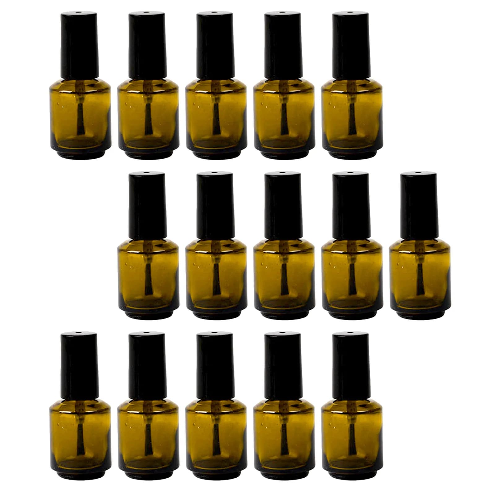 15 Pieces 15ml Empty Flavors for Glass 15ml Smalt, Fai-to-te Rechargeable Cylinders with Nail Serum Brush Cap, Cuticol Oil, Liquids