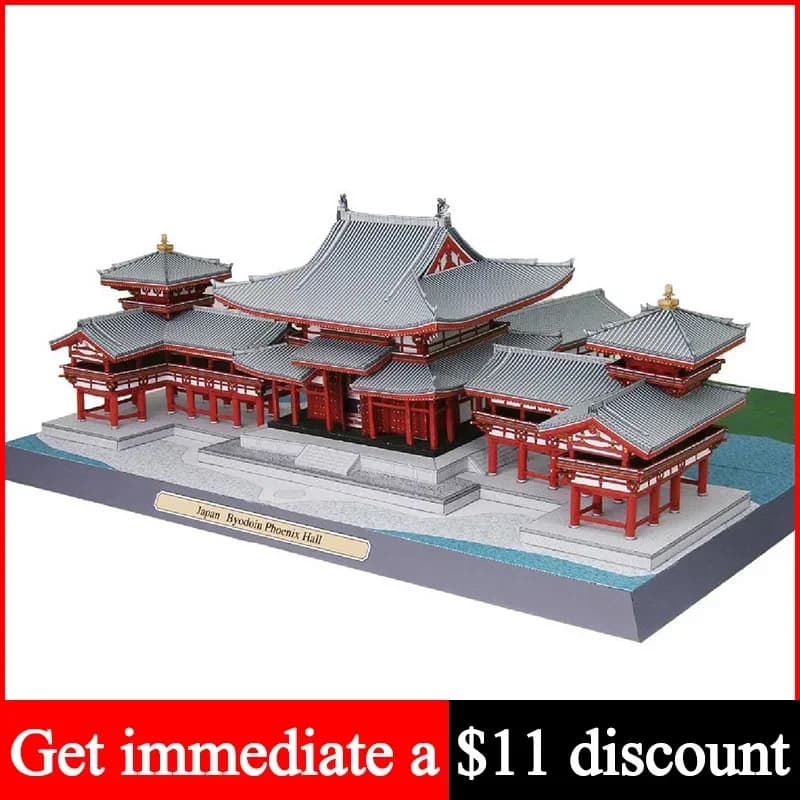 Japan Byodoin Temple Phoenix Hall 3D Paper Model House Papercraft DIY Art Origami Building Teen Adult Handmade Craft Toys QD-181