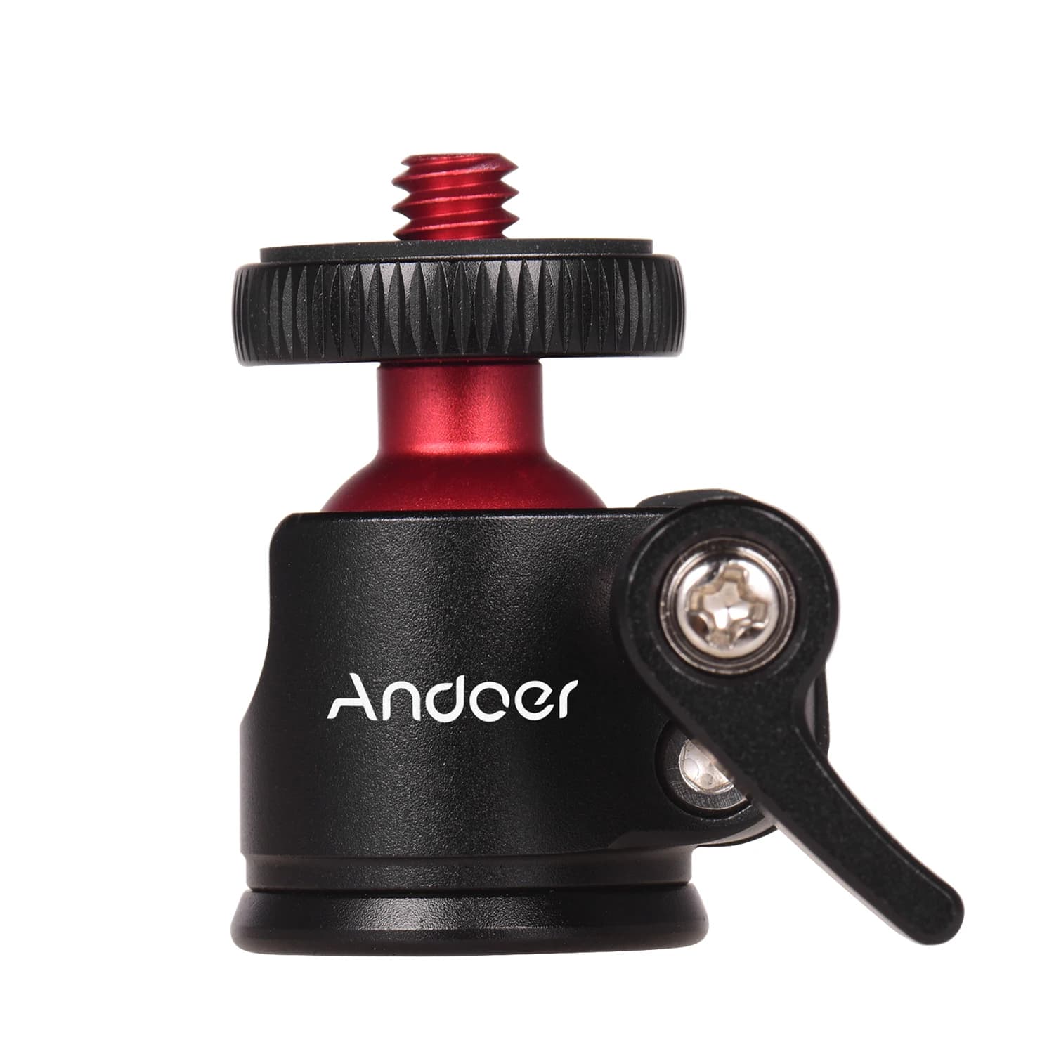 Testa a Sfera per Mini Treppiede Andoer 360° ° Supporto Girevole in Lega di Alluminio con Vite da 1/4 di Pollice, Capacità di Carico 2kg, Scanalatura a U per Fotocamera DSLR, Asta Selfie, Monopiede 3,3cm