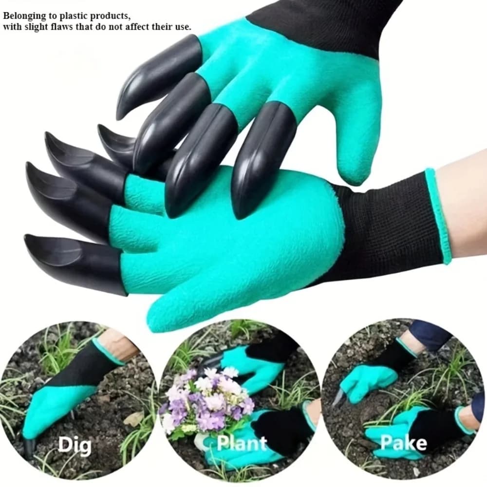 Guanti da Giardinaggio con Artigli, Impermeabili, Rivestiti in Lattice, Guanti Protettivi Anti-Perforazione per Scavare e Piantare