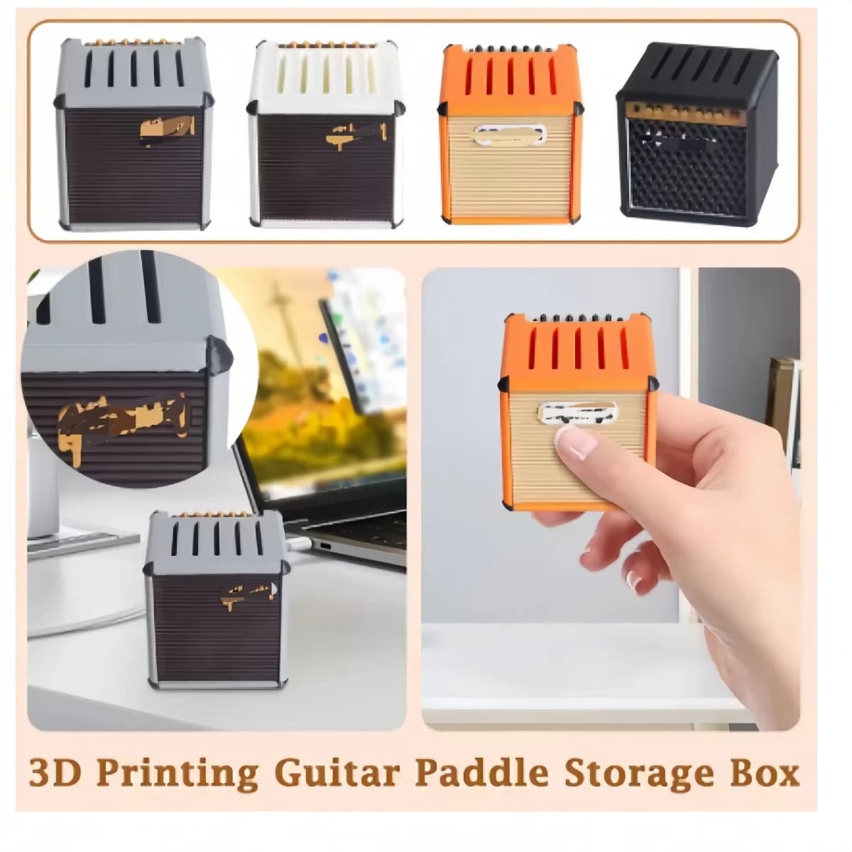 Miwayer Scatola porta plettri per chitarra/Supporto per plettri in stile altoparlante per amplificatori/per chitarristi Amanti della musica Set di scatole porta plettro