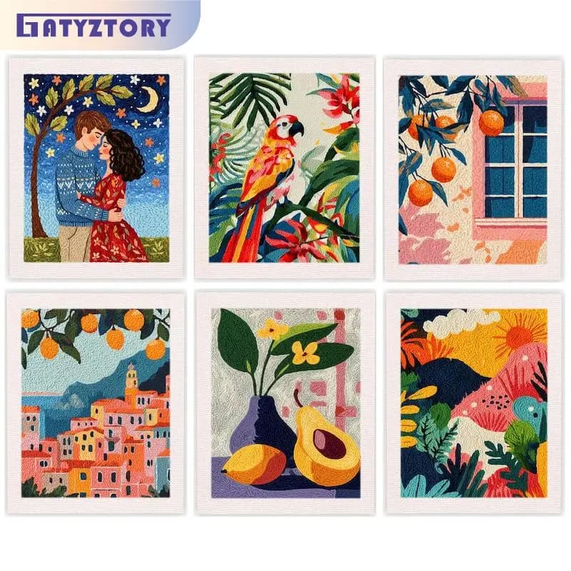 25x30cm Punch Needle Kit Painting Decor Hand Embroidery Kit Scenery Embroidery Kits For Beginners Gift Beginner Embroidery