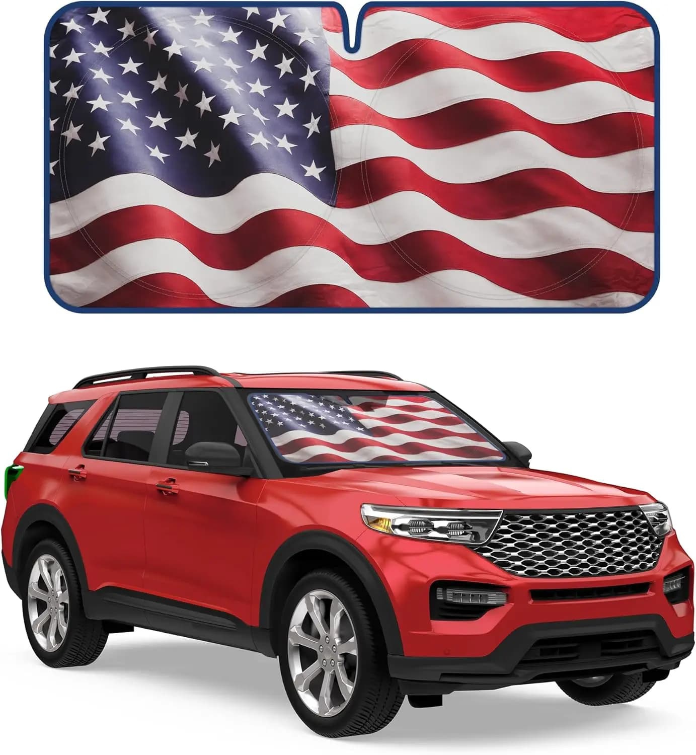 Grande Parasole Pieghevole per Parabrezza Auto con Grafica Bandiera Patriottica USA, Visiera Richiudibile per Finestrino Anteriore