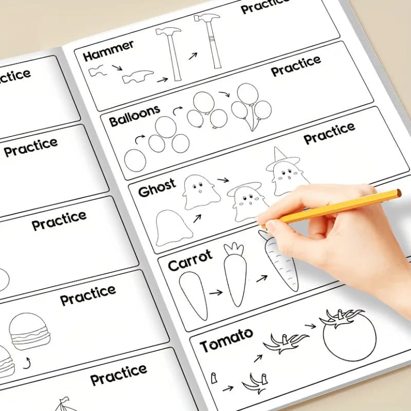 1 Set 200+step Drawing Book | Drawing Enthusiasts Guide, Birthday, Christmas, Easter Gifts, Creative Learning Step by Step Guide