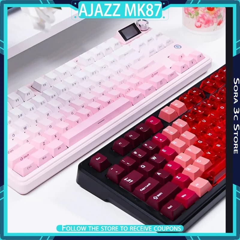 Tastiera meccanica wireless AJAZZ MK87 con manopola collegabile e schermo di visualizzazione Tastiera da gioco per ufficio personalizzata ergonomica RGB