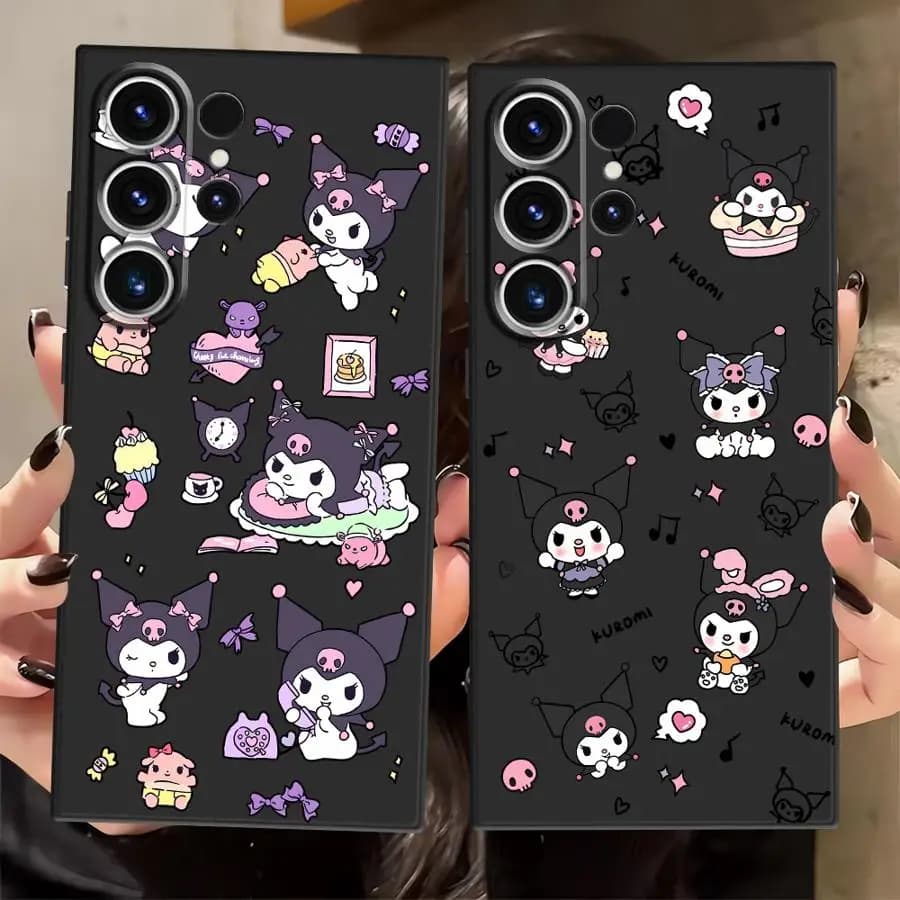 Custodia morbida nera per telefono per Samsung Galaxy S24 Plus S21 FE S20 S23 Ultra S25 Edge Sanrio Kuromi Cake