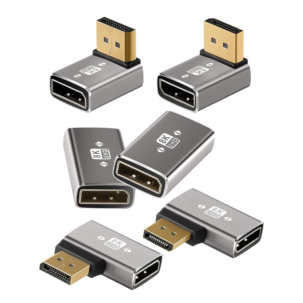 Adapter DisplayPort1.4 from 90 degrees Support 8K@60Hz 4K@144Hz HDR Video Alloy Shell DP Extension cable for desktop computer monitor