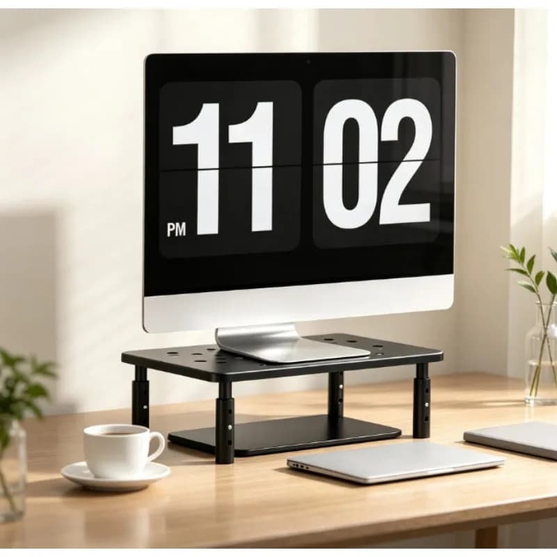 Adjustable Foldable Monitor Stand Riser with Keyboard Storage Tray & Desktop Organizer for Laptops, PCs, Office Desk, Home Use