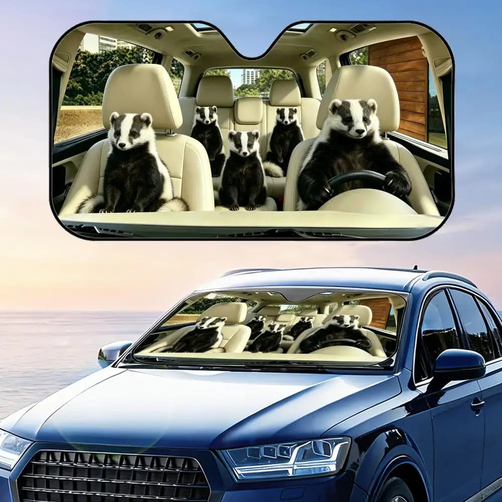 Parasole Auto Universale Pieghevole a Forma di Puzzola, Protezione UV e Isolamento Termico per Parabrezza