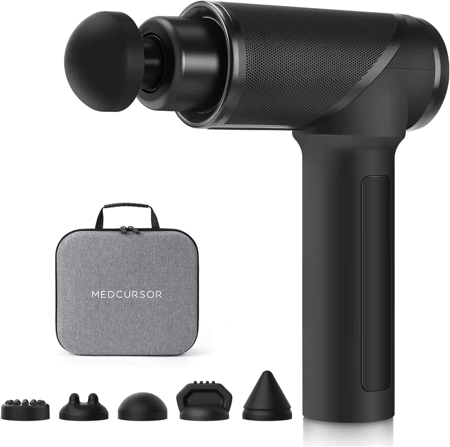 Deep Tissue Massage Gun - 5 Speeds, 6 Heads, Quiet Brushless Motor, 4.5H Battery, Portable for Muscle Relief