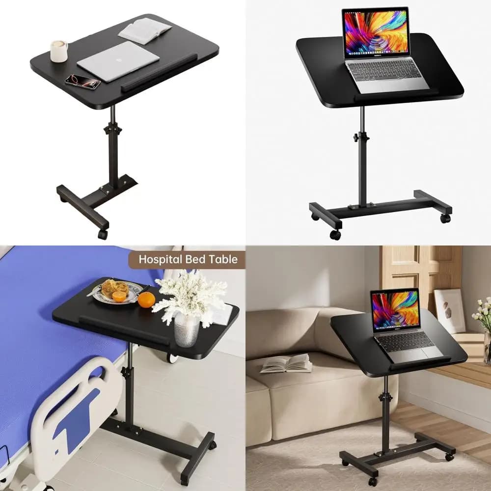 Laptop with Wheels, Adjustable Support for Laptop, Sofa and Hospitaller Beds, Black