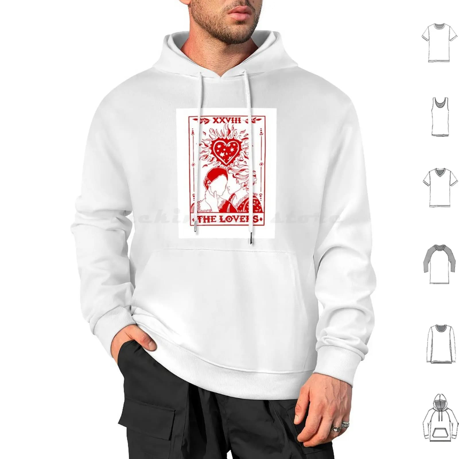 Ritratto di una signora On Fire-Tarot Card Design Felpa con cappuccio in cotone a maniche lunghe Cinema Ritratto di una signora On Fire Francia francese