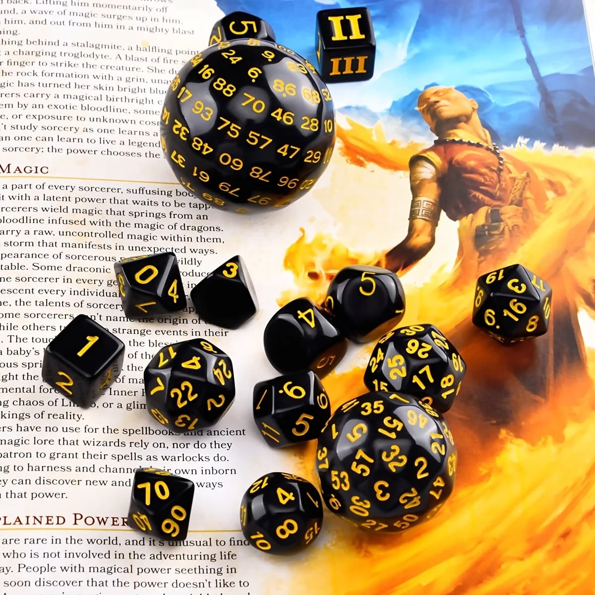 15Pcs dadi poliedrici dadi da gioco da tavolo per DND RPG Dungeons and Dragons D3 D4 D5 D6 D7 D8 D10 D % D12 D16 D20 D24 D30 D60 D100