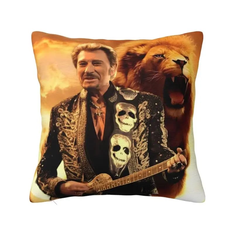 French Singer Rock Music Johnny Hallyday Cushion Cover 55*55 cm Soft Throw Pillow Case Home Decorative Sofa Chair Pillowcase