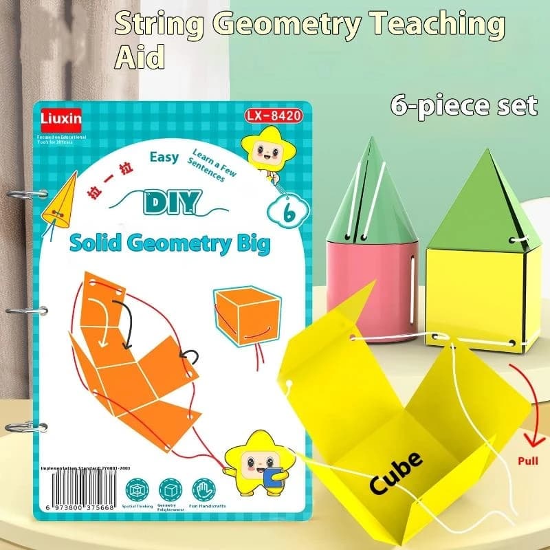 1 Set Formazione del pensiero spaziale Libro di apprendimento matematico fai-da-te Geometria 3D Libro silenzioso per bambini Quaderno di esercizi di tracciamento educativo Montessori