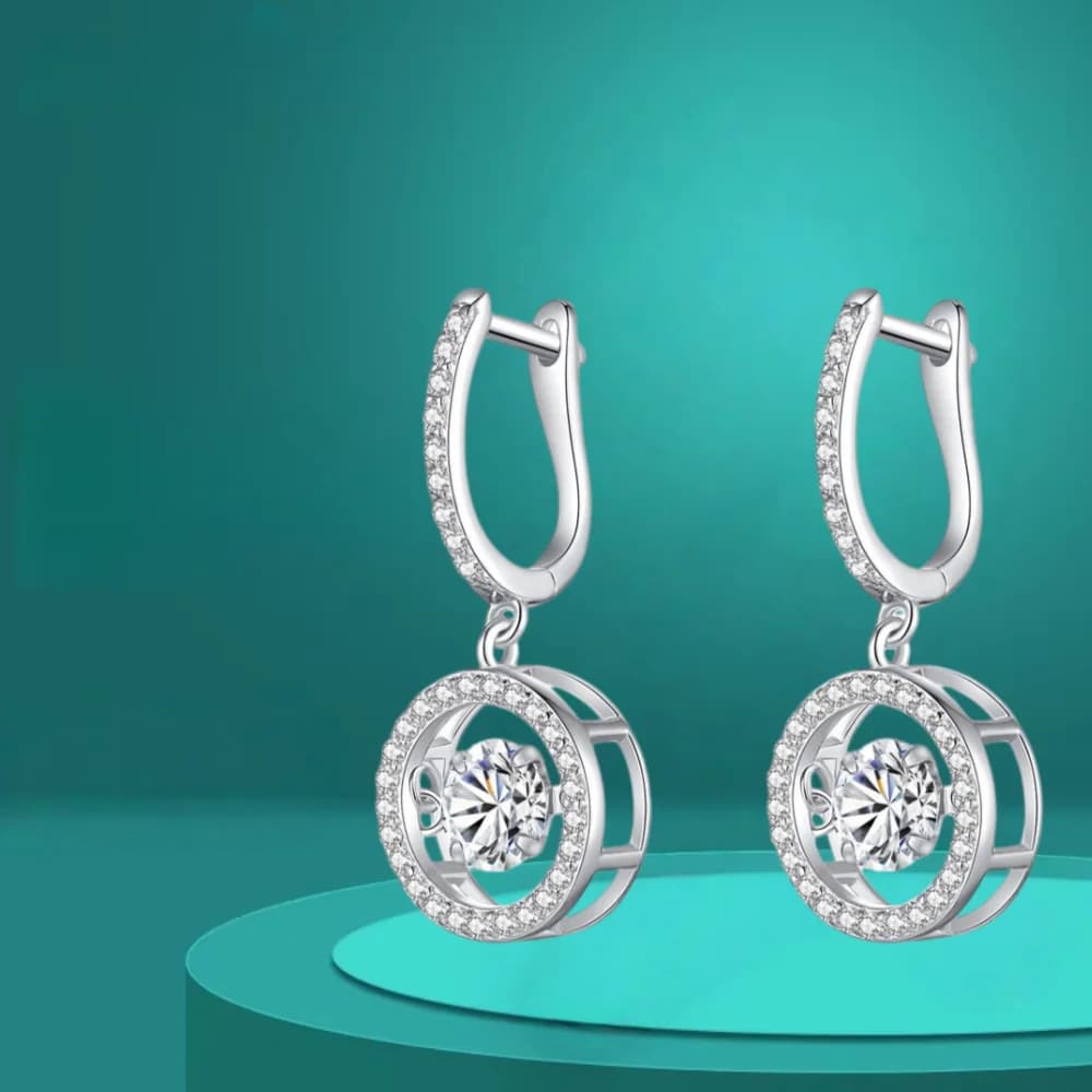 Orecchini Pendenti in Moissanite 0.5/1CT Placcati in Oro Bianco per Donne, Orecchini a Cuore Scintillante in Argento Sterling S925