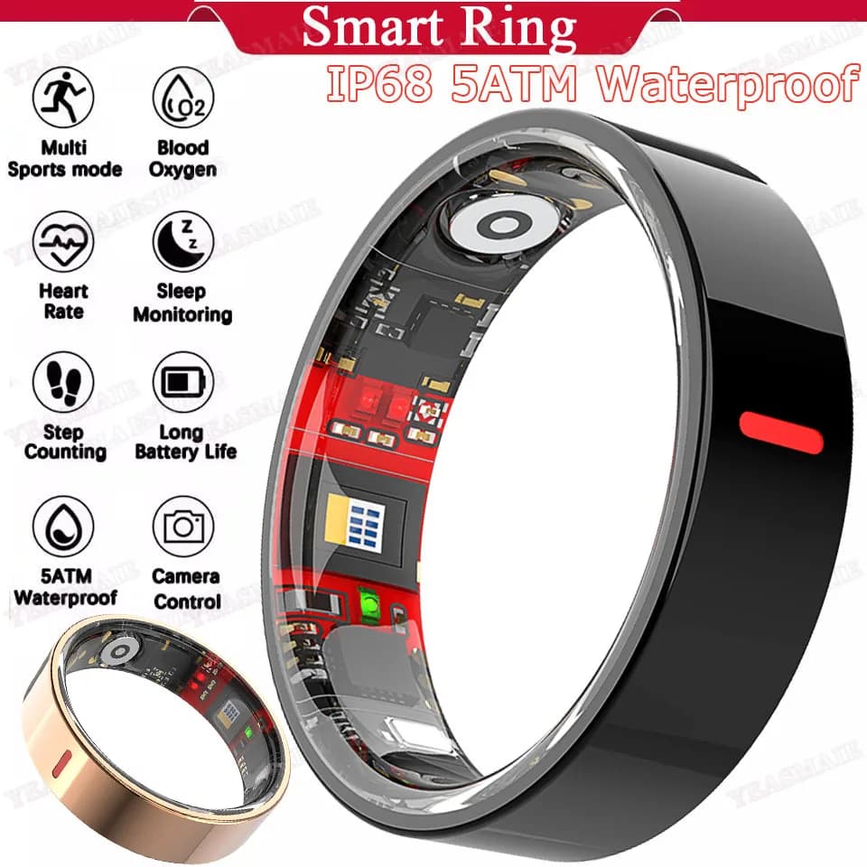 Smart Ring for Open Sport 2026, Waterproof 5ATM+IP68, Cardiaca Frequency Monitoring, Blood Pressure/Oxygen, Sleep and Health, Smartring for Men