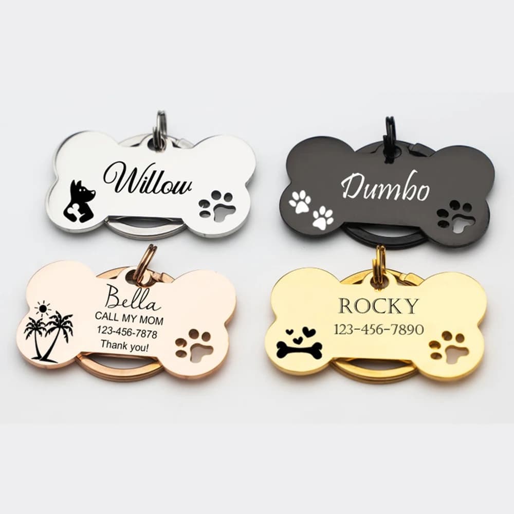 Etichetta con nome per animali domestici carina personalizzata personalizzata Etichetta con nome per ciondolo collare per animali domestici in acciaio inossidabile per gatti e cani