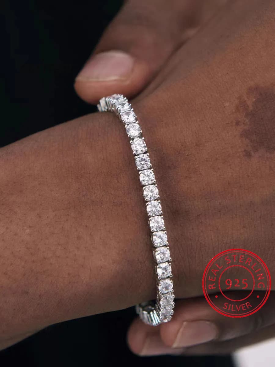 Bracciale tennis completo Moissanite con certificato Gra Braccialetti con diamanti in argento sterling 925 placcato oro 18 carati da 3-6,5 mm per uomo donna